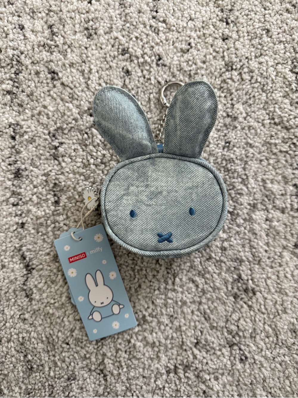 Miffy Denim Bunny Coin Purse Keychain - Light Blue
